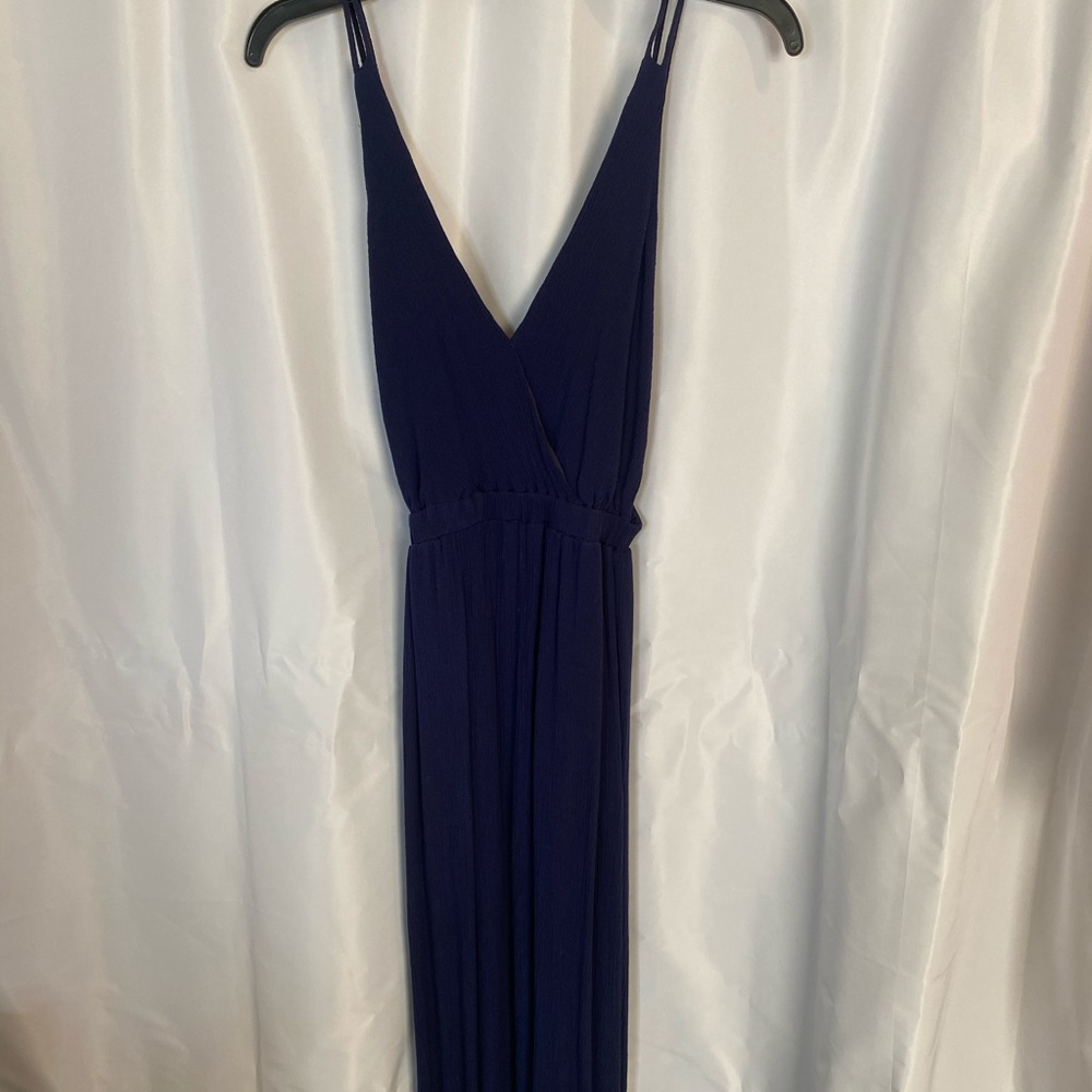 Lulu's navy maxi dress with sexy straps, open back